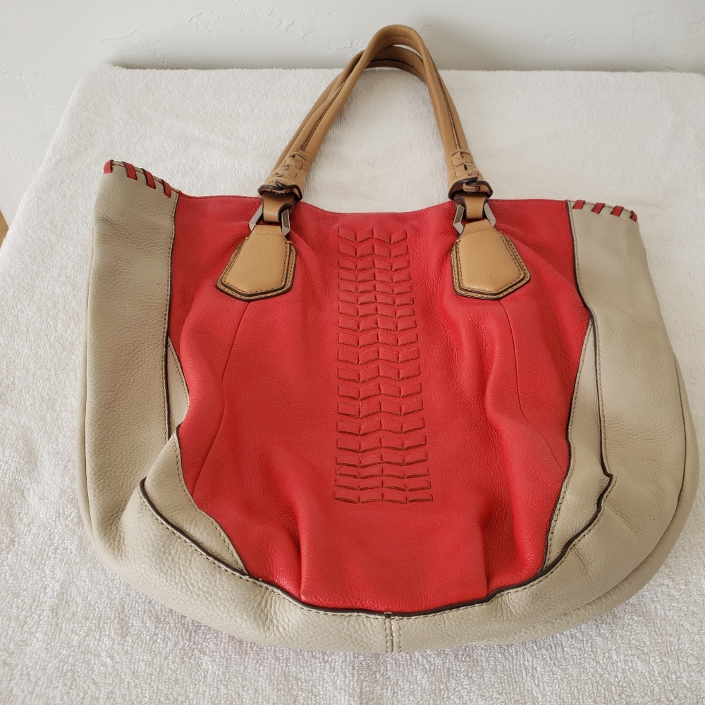 orYany  Red and Tan Womens leather Tote Bag